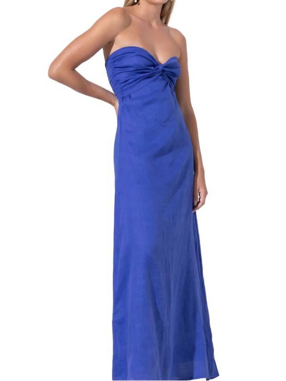LUSANA Nordic blue,  Twist-Front Maxi Dress